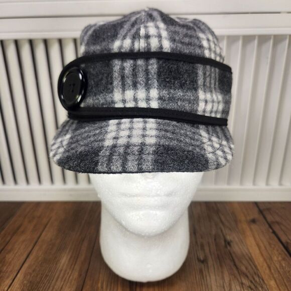 VTG Stormy Kromer Wool Hat Cap Fitted 6 7/8 Gray Plaid Made in USA Mens Outdoors - Picture 2 of 11